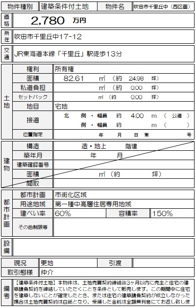 千里丘中_西区画物件概要